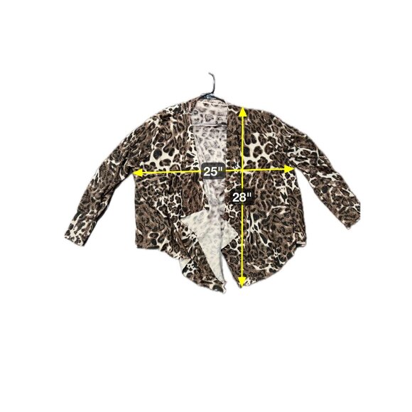 Leopard Print Open Front Cardigan Sweater with Glitter Accents - Picture 5 of 7
